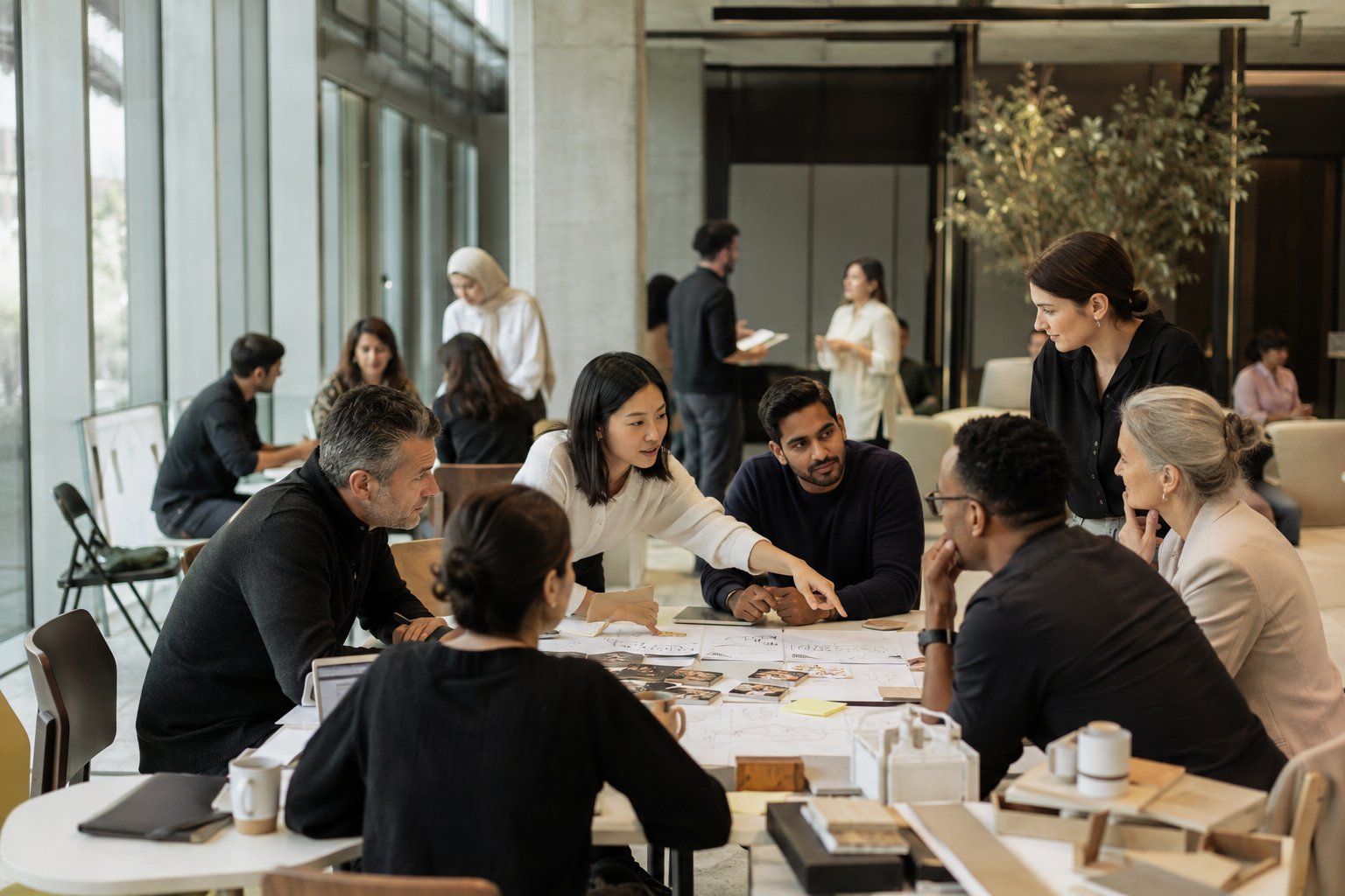 Hospitality and technology professionals exploring ideas together