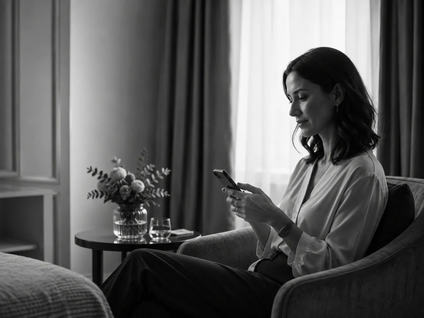 A guest using the PROTÉGÉ experience during a stay